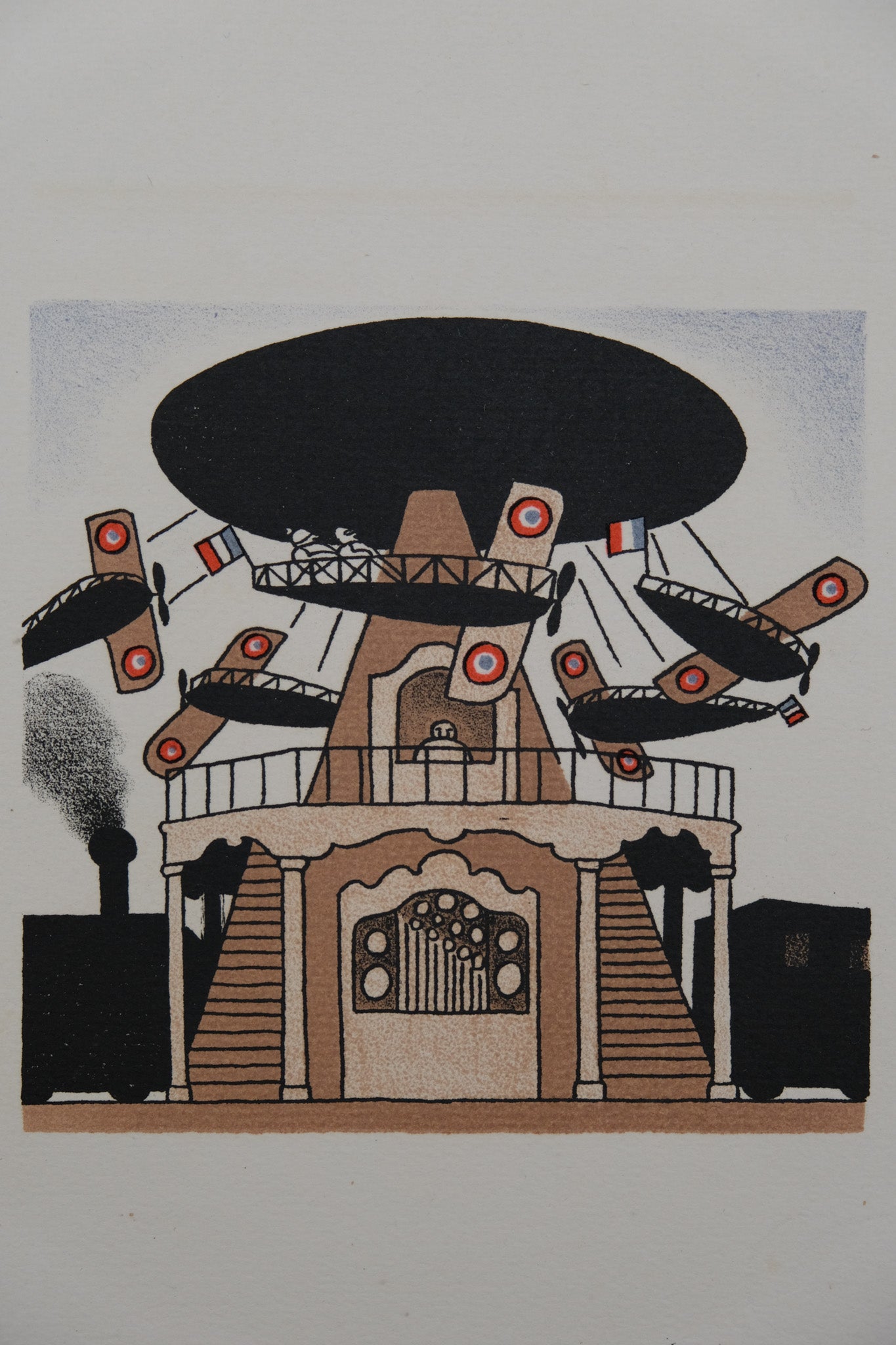 Lucien BOUCHER : Le Manège d'avions - Lithographie originale