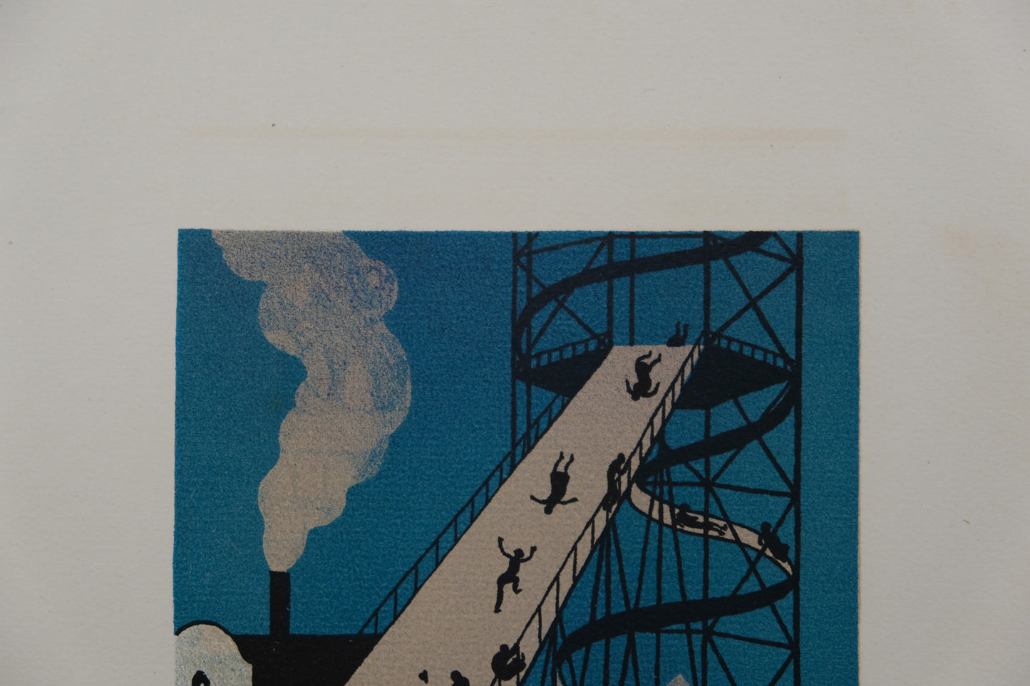 Lucien BOUCHER : Le toboggan géant - Lithographie originale