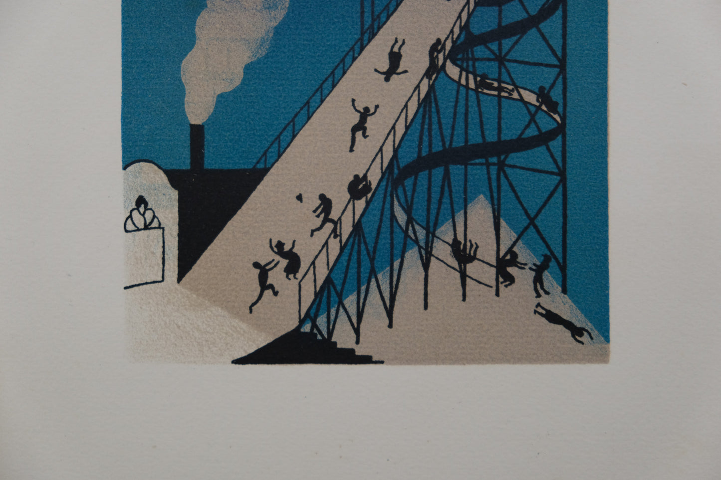 Lucien BOUCHER : Le toboggan géant - Lithographie originale