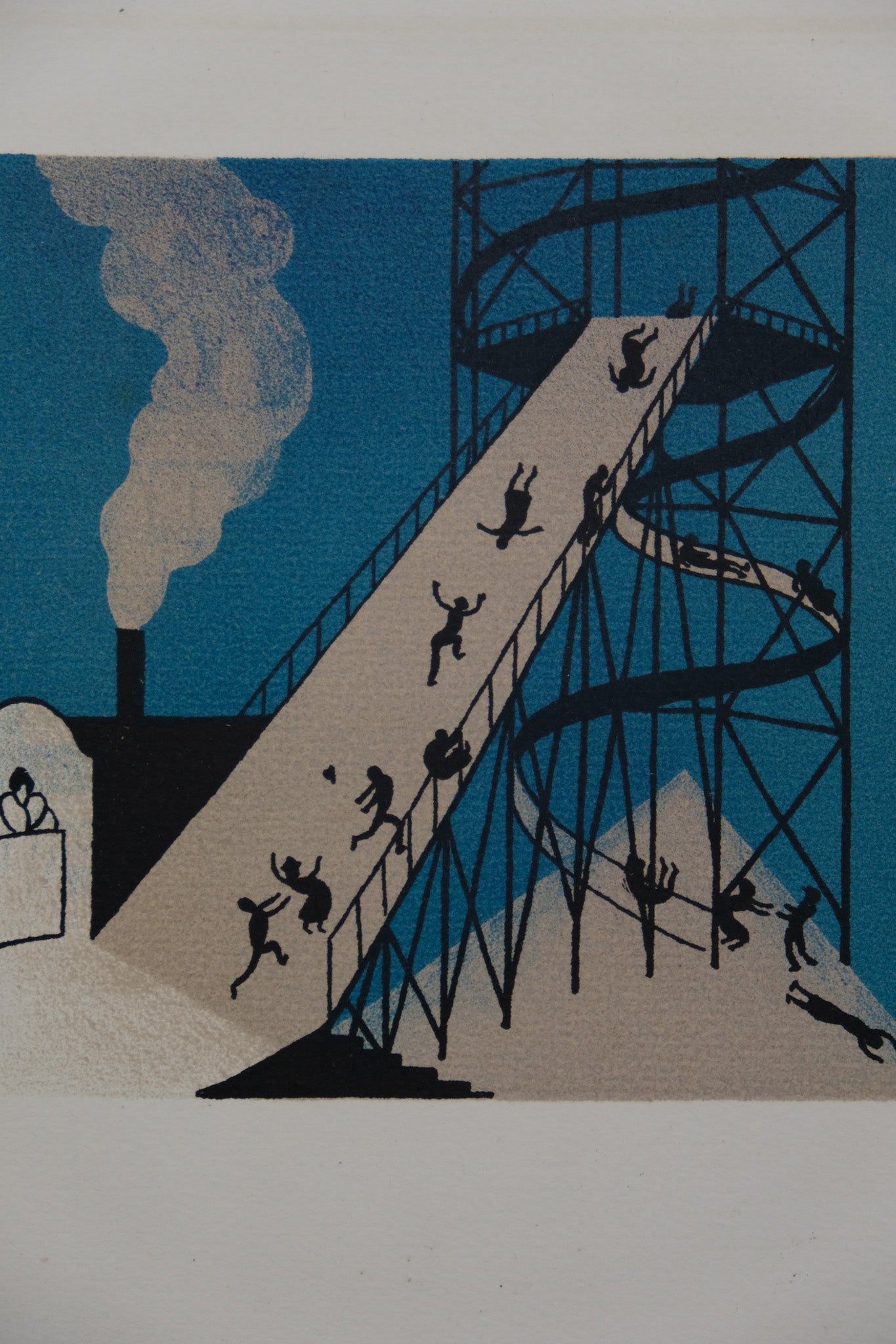 Lucien BOUCHER : Le toboggan géant - Lithographie originale