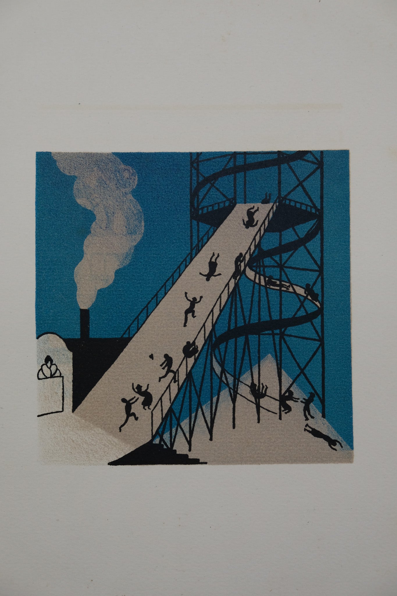 Lucien BOUCHER : Le toboggan géant - Lithographie originale