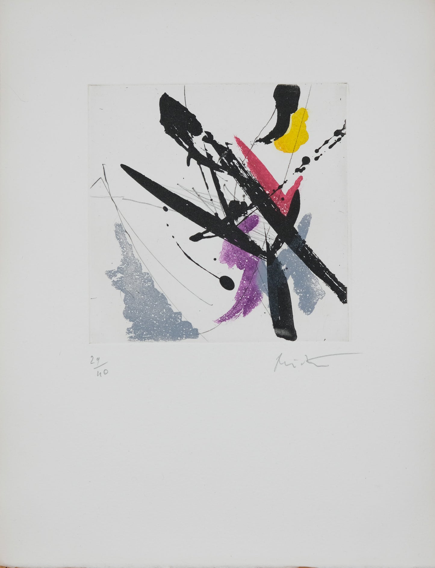 Jean MIOTTE : Composition abstraite H - Gravure originale signée