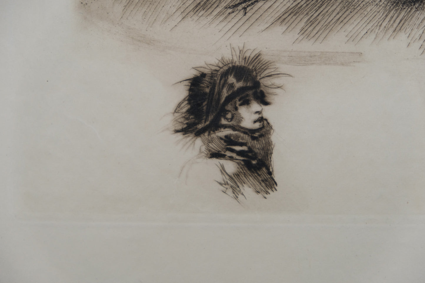 Alméry LOBEL RICHE : Portrait de femme au manteau de fourrure - Gravure originale signée