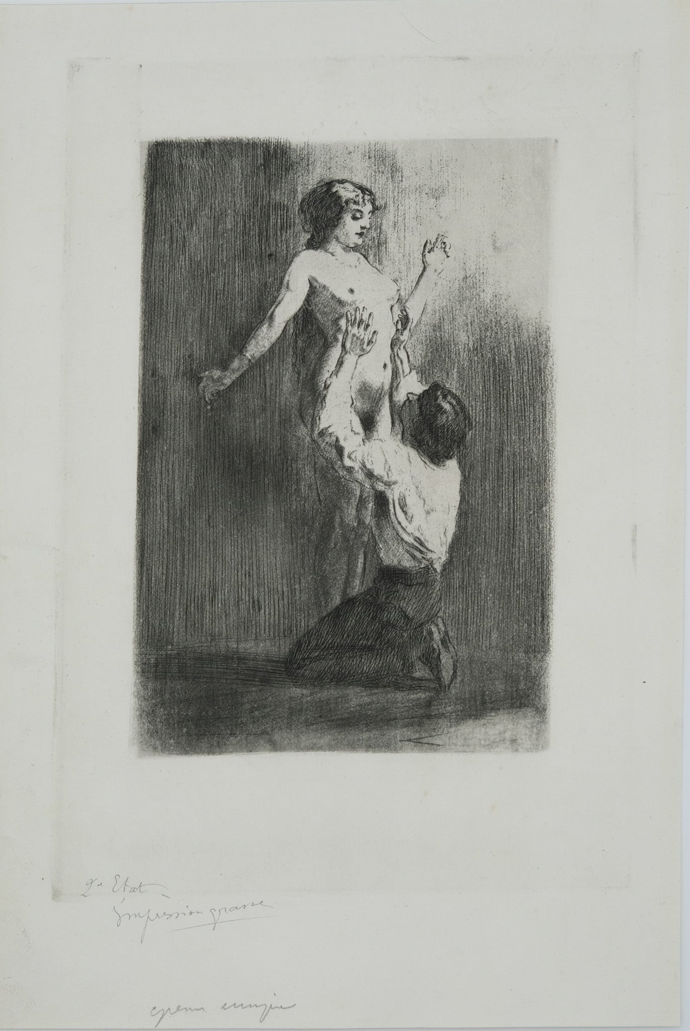 Alméry LOBEL RICHE : Admiration du corps féminin - Gravure originale