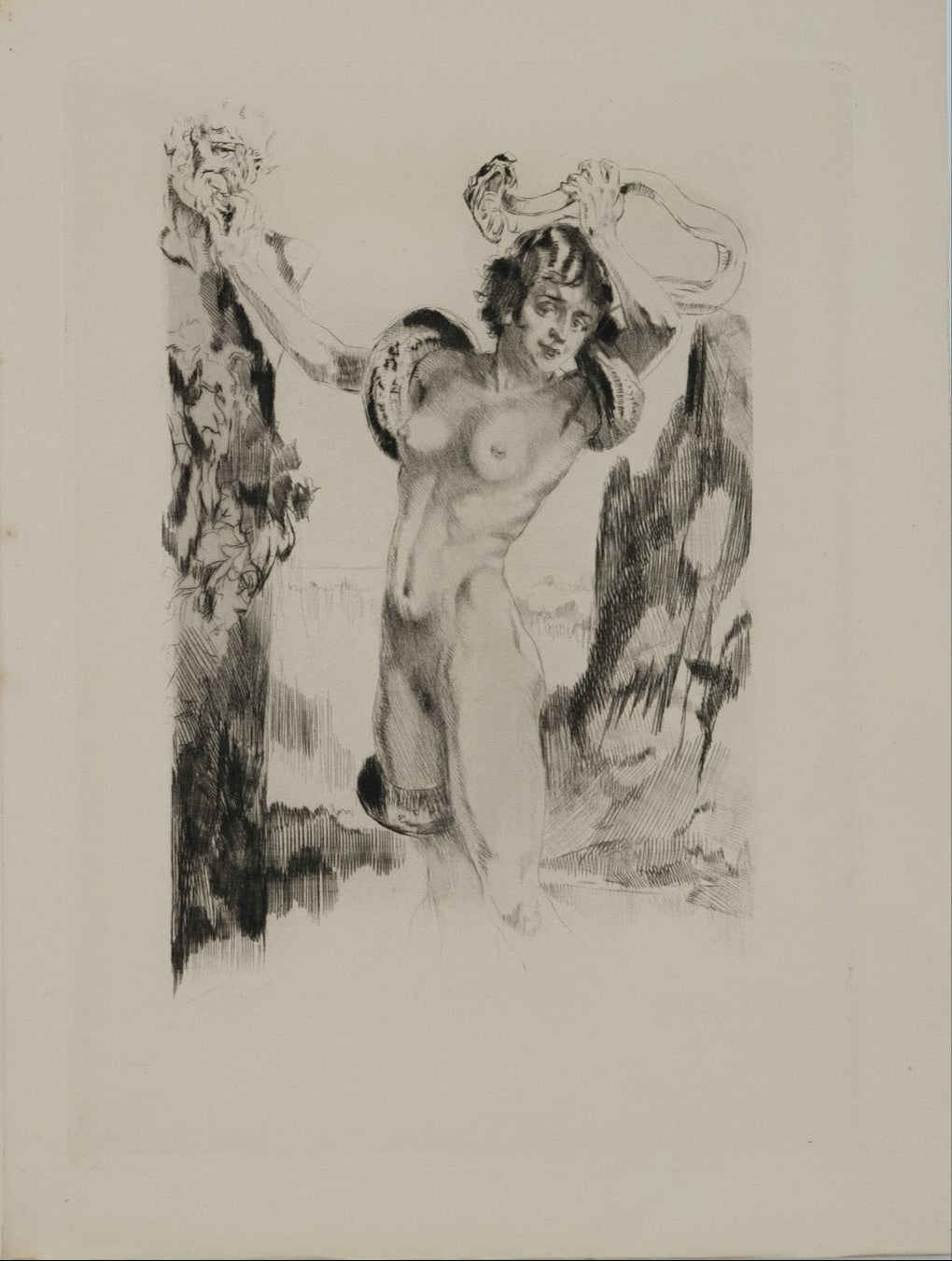 Alméry LOBEL RICHE : Nu au serpent - Gravure originale signée