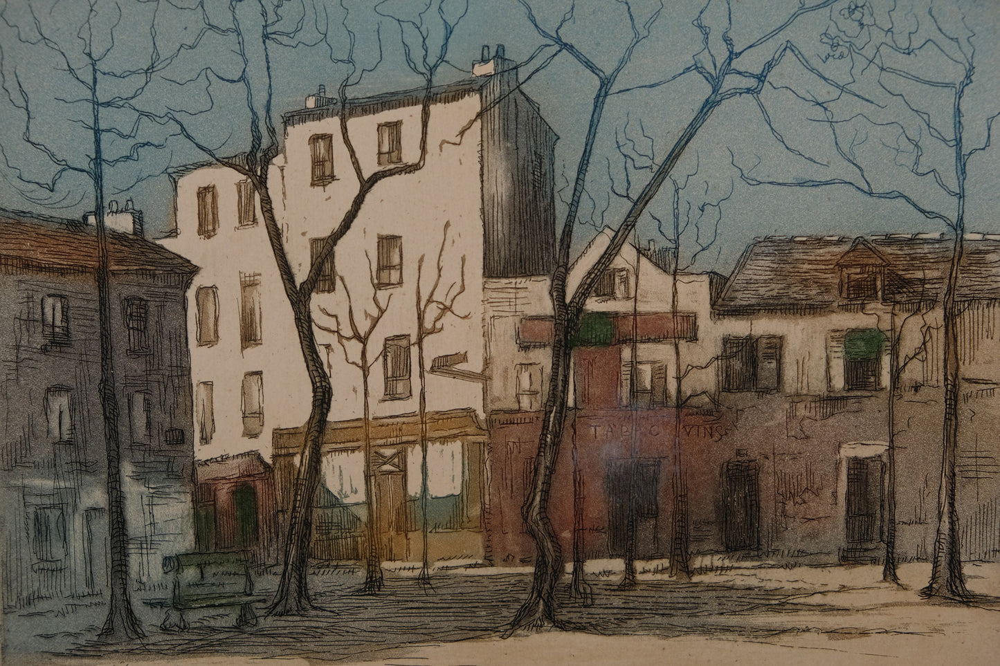 Paul TRELADE (Gen PAUL) : La place du Tertre - Gravure originale signée
