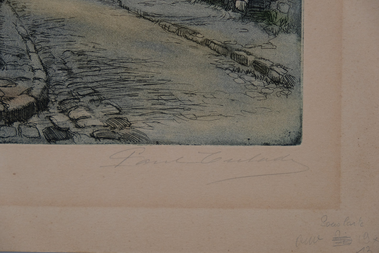 Paul TRELADE (Gen PAUL) : Rue des saules - Gravure originale signée