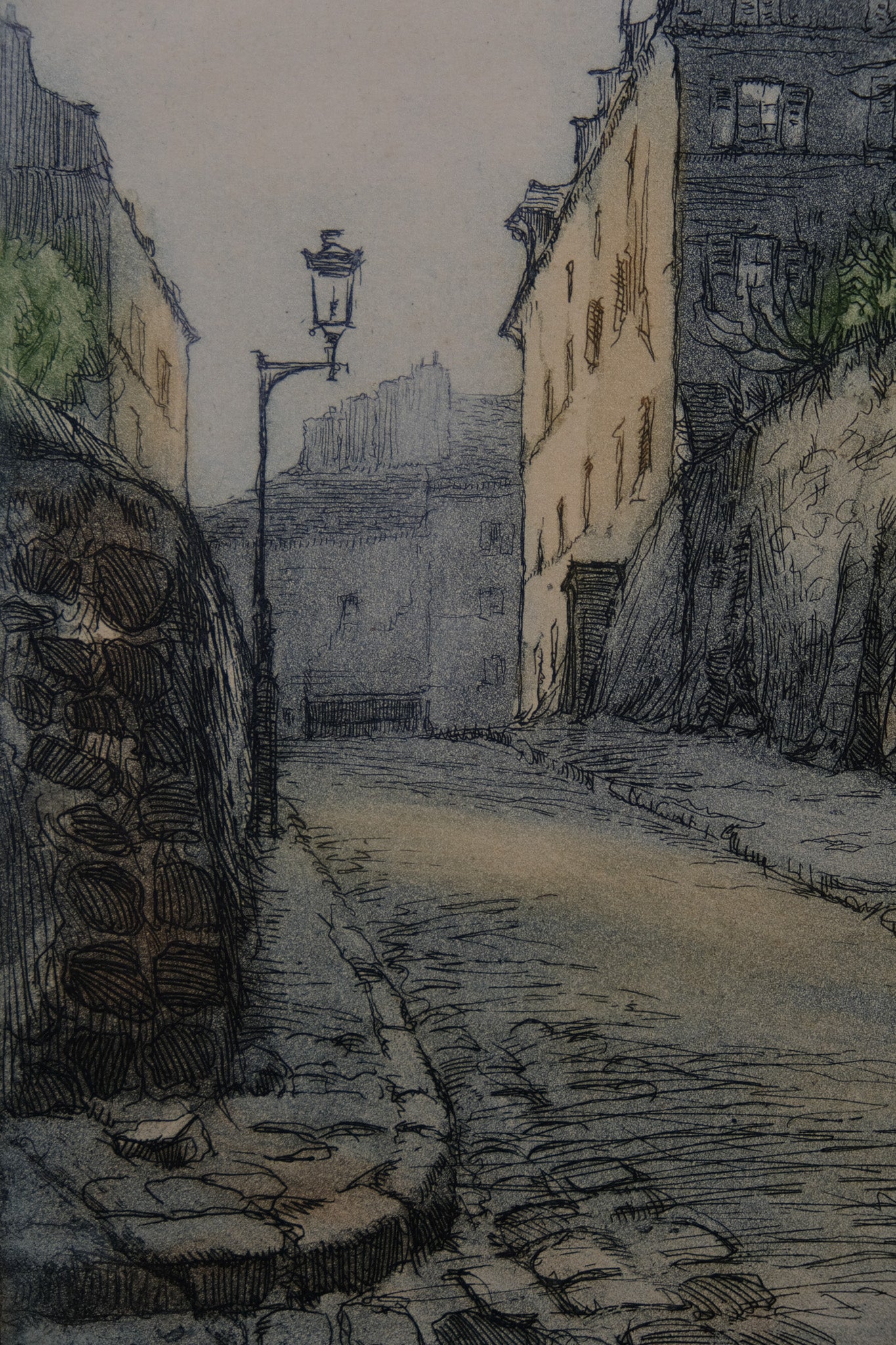 Paul TRELADE (Gen PAUL) : Rue des saules - Gravure originale signée