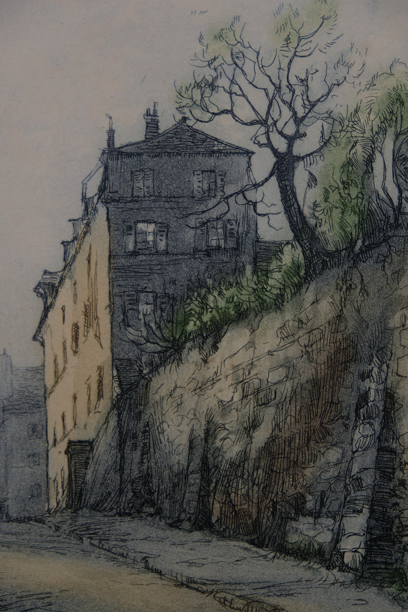 Paul TRELADE (Gen PAUL) : Rue des saules - Gravure originale signée