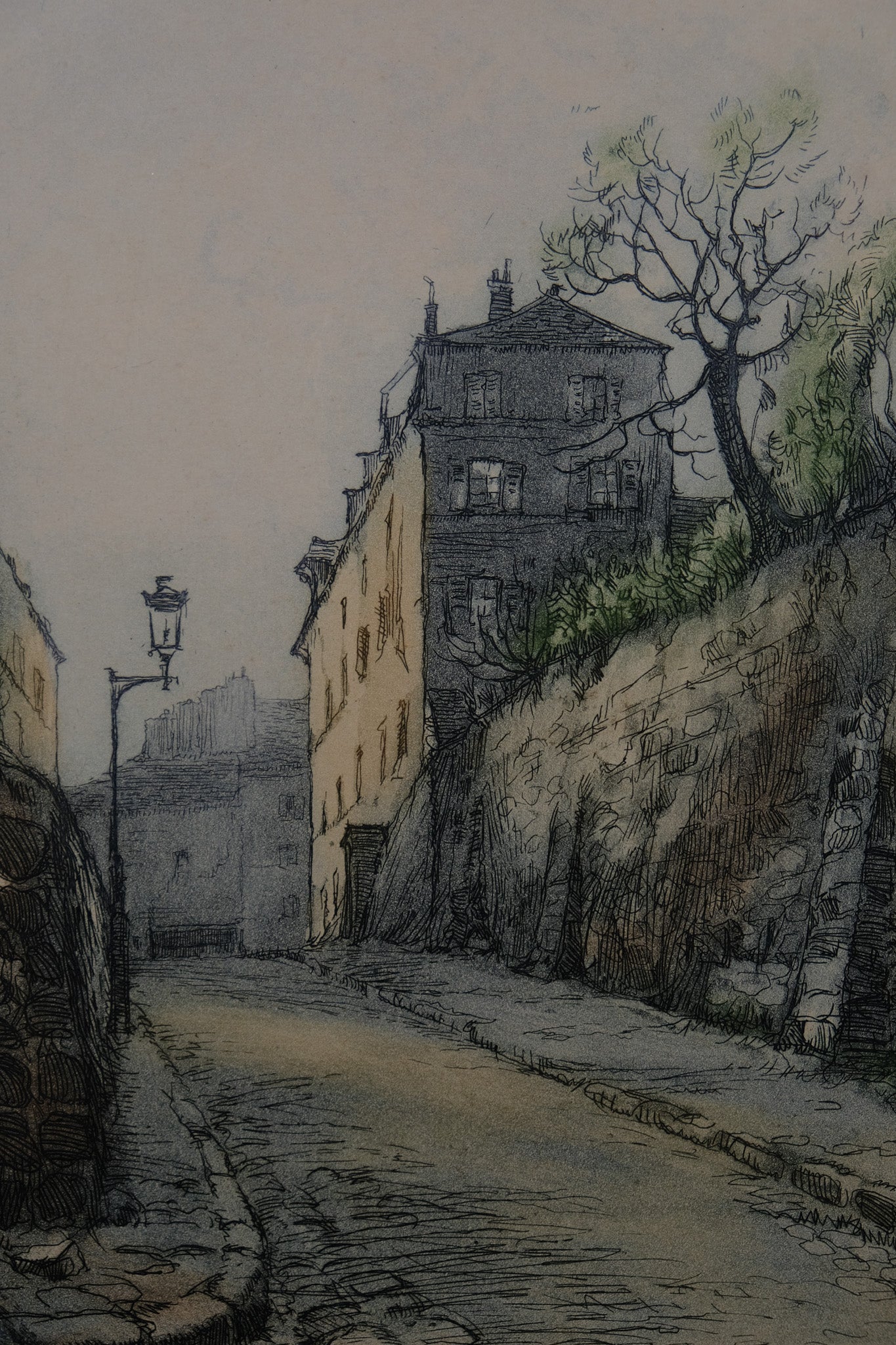 Paul TRELADE (Gen PAUL) : Rue des saules - Gravure originale signée