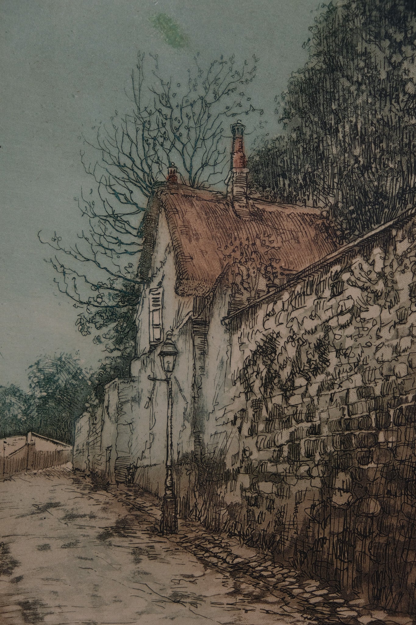 Paul TRELADE (Gen PAUL) : Le toit de chaume - Gravure originale signée