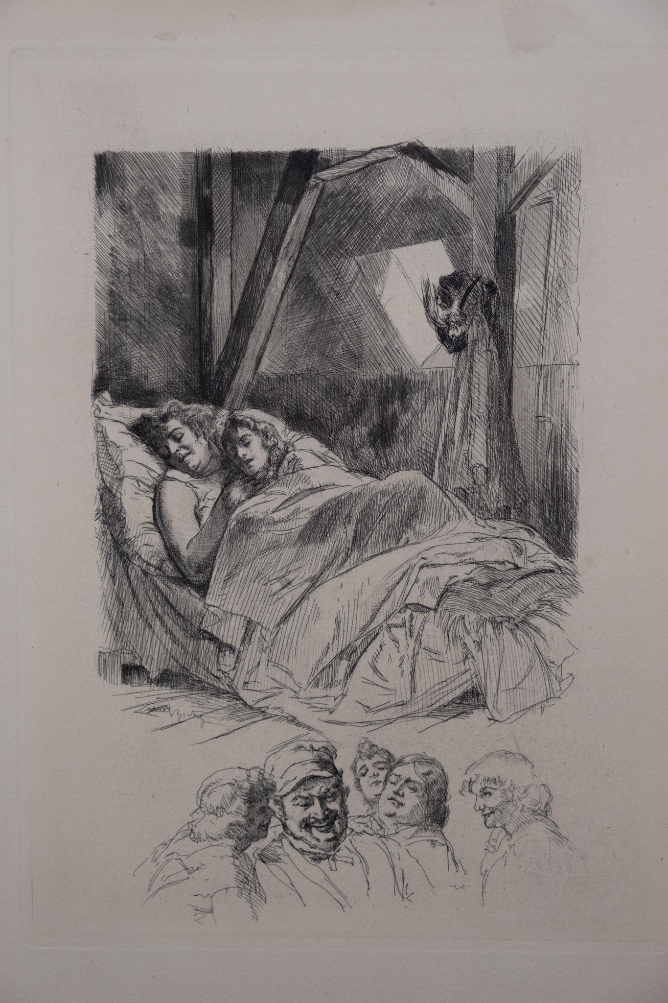 Alméry LOBEL RICHE : Les amants endormis - Gravure originale signée