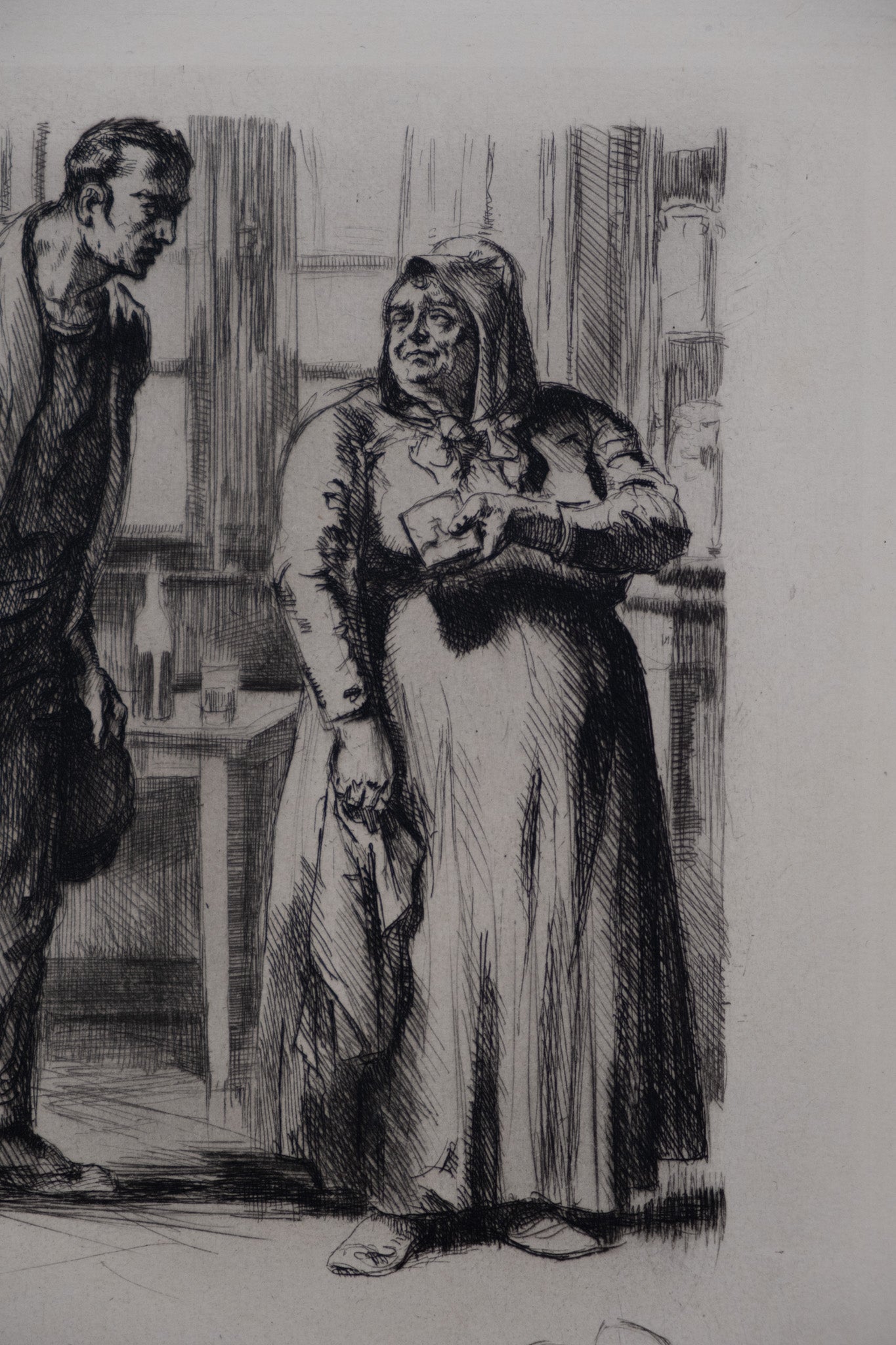 Alméry LOBEL RICHE : Discussion animée - Gravure originale