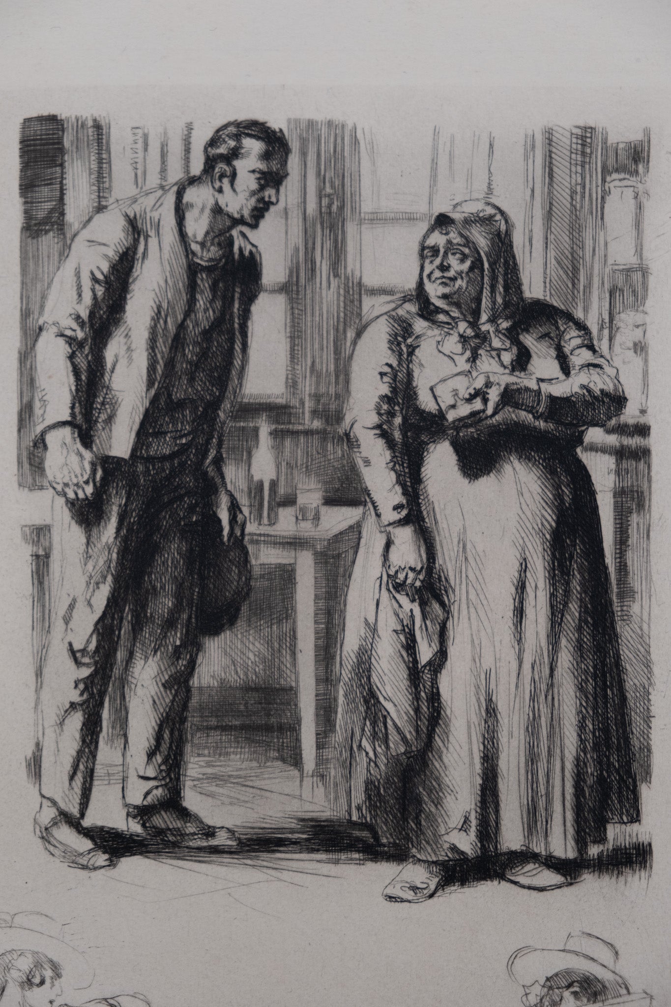 Alméry LOBEL RICHE : Discussion animée - Gravure originale