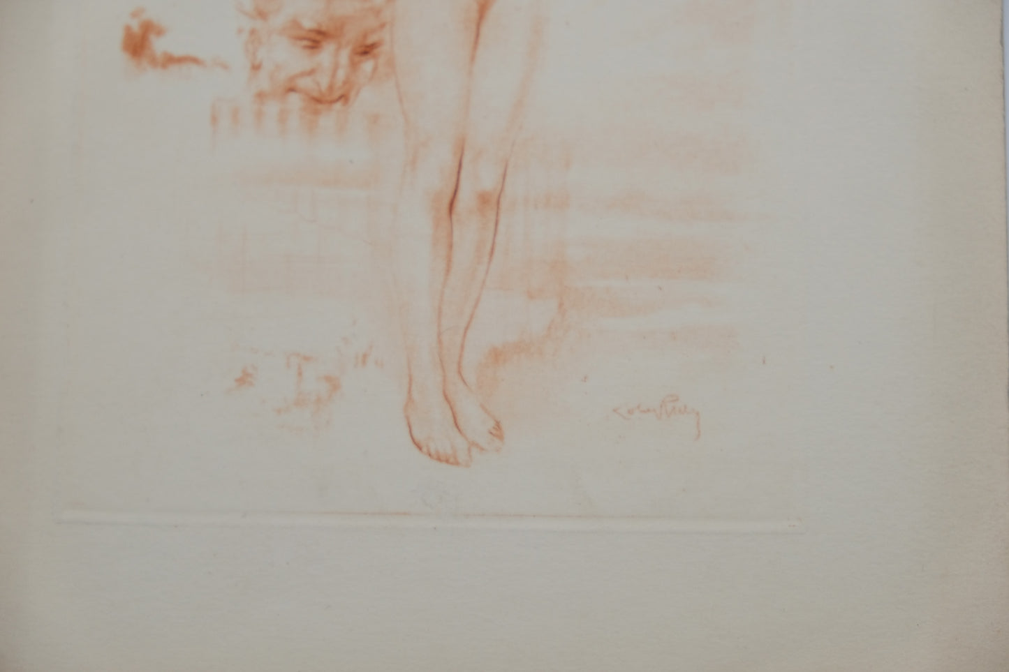 Alméry LOBEL RICHE : Femme nue coquette - Gravure originale signée