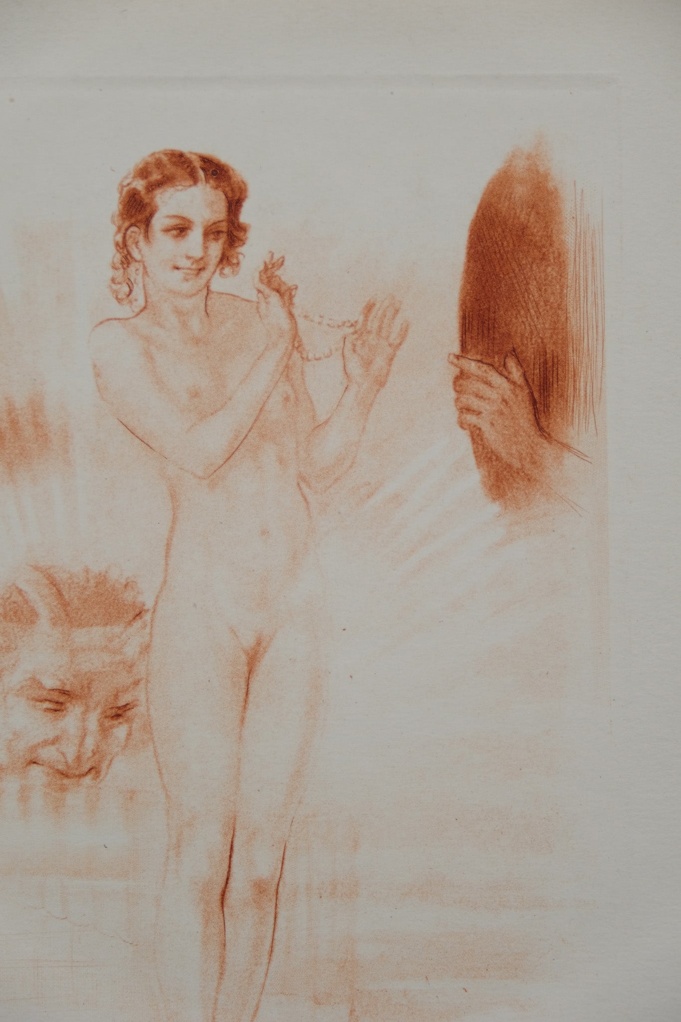 Alméry LOBEL RICHE : Femme nue coquette - Gravure originale signée