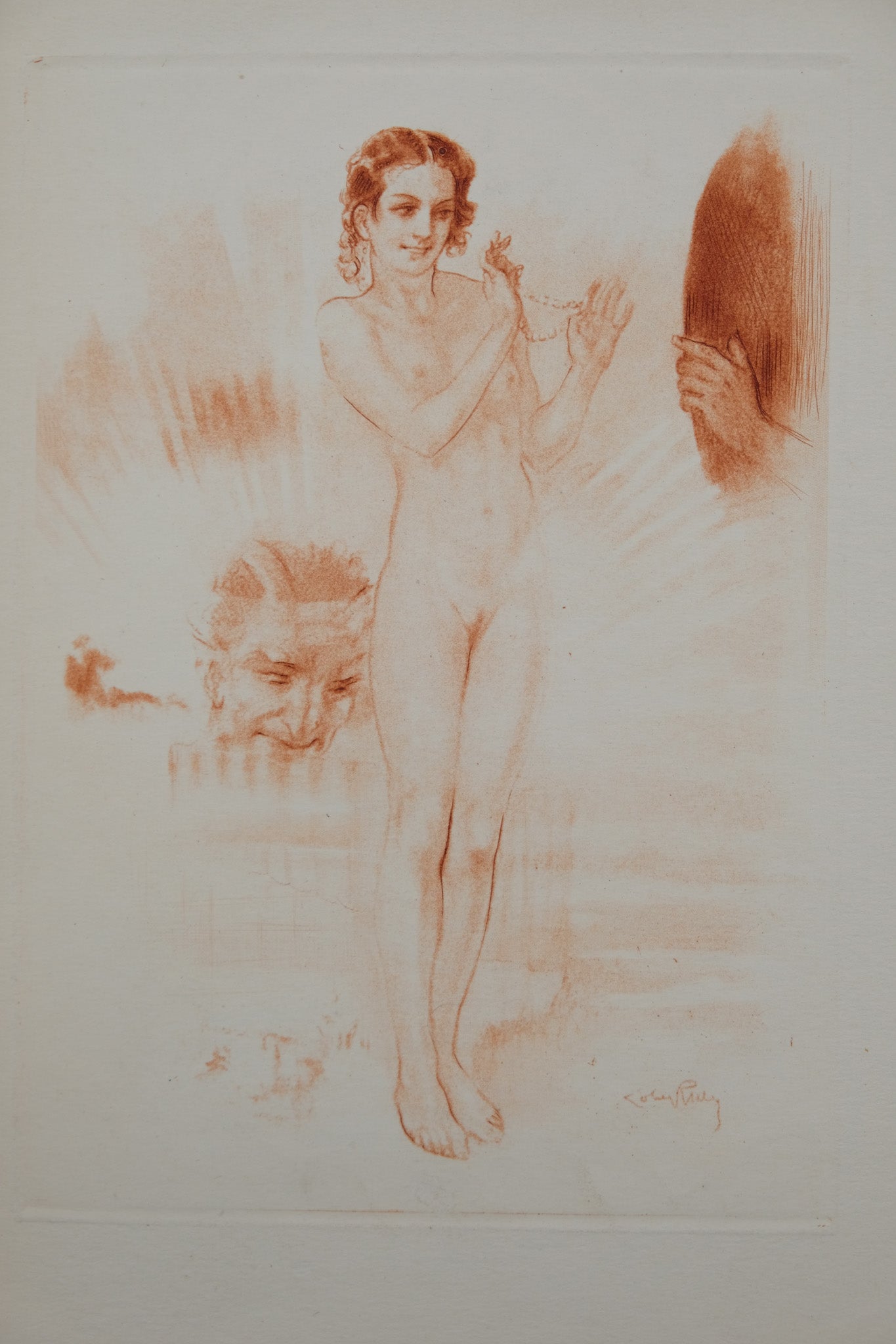 Alméry LOBEL RICHE : Femme nue coquette - Gravure originale signée