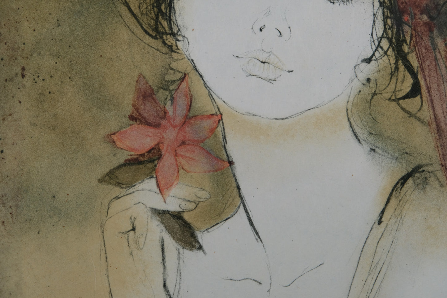 Bernard CHAROY : Sophie et son chapeau de fleurs - Lithographie originale signée
