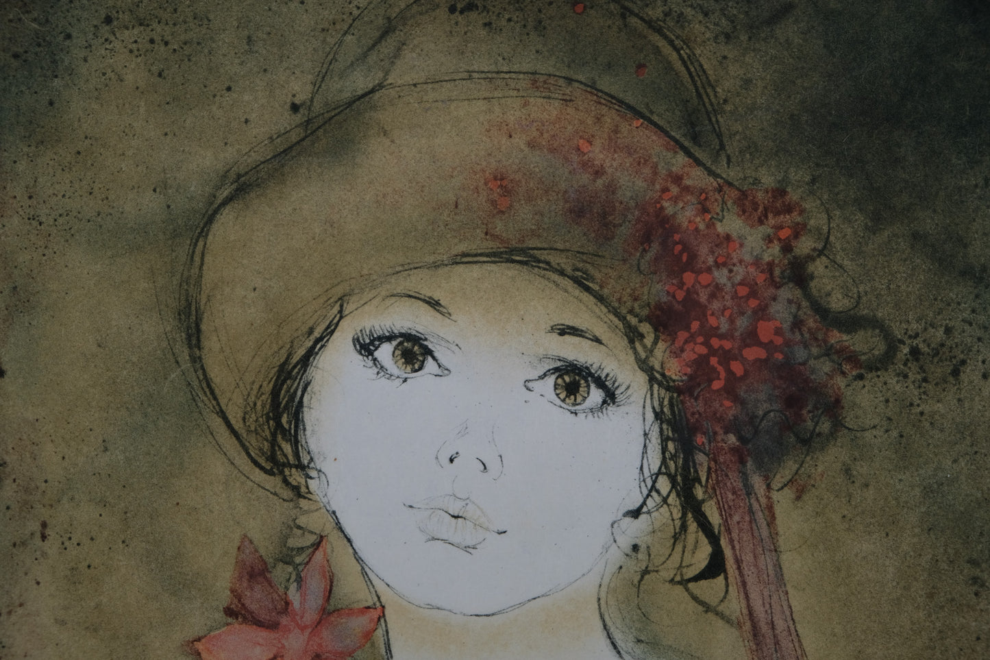 Bernard CHAROY : Sophie et son chapeau de fleurs - Lithographie originale signée