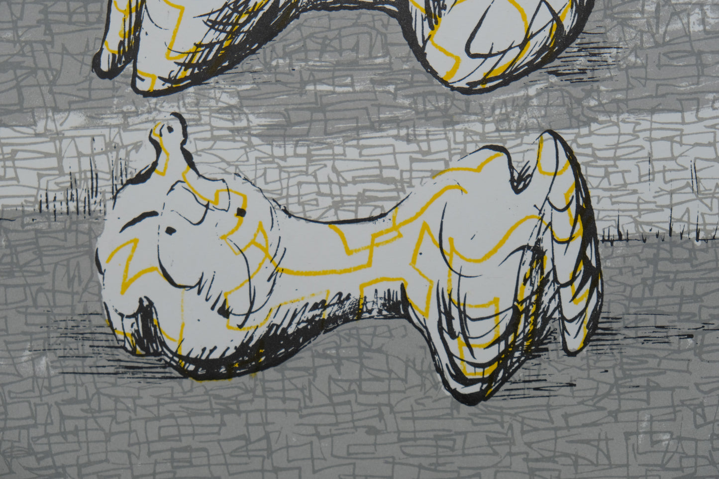 Henry MOORE : Trois personnages allongés - Lithographie originale signée