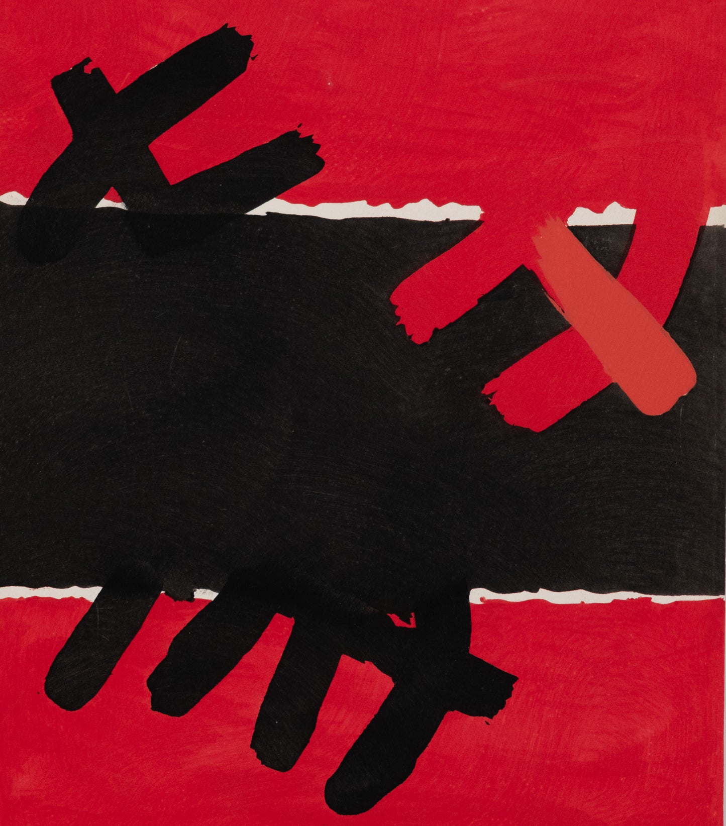 Giuseppe CAPOGROSSI : Surface rouge et noire - Pochoir original