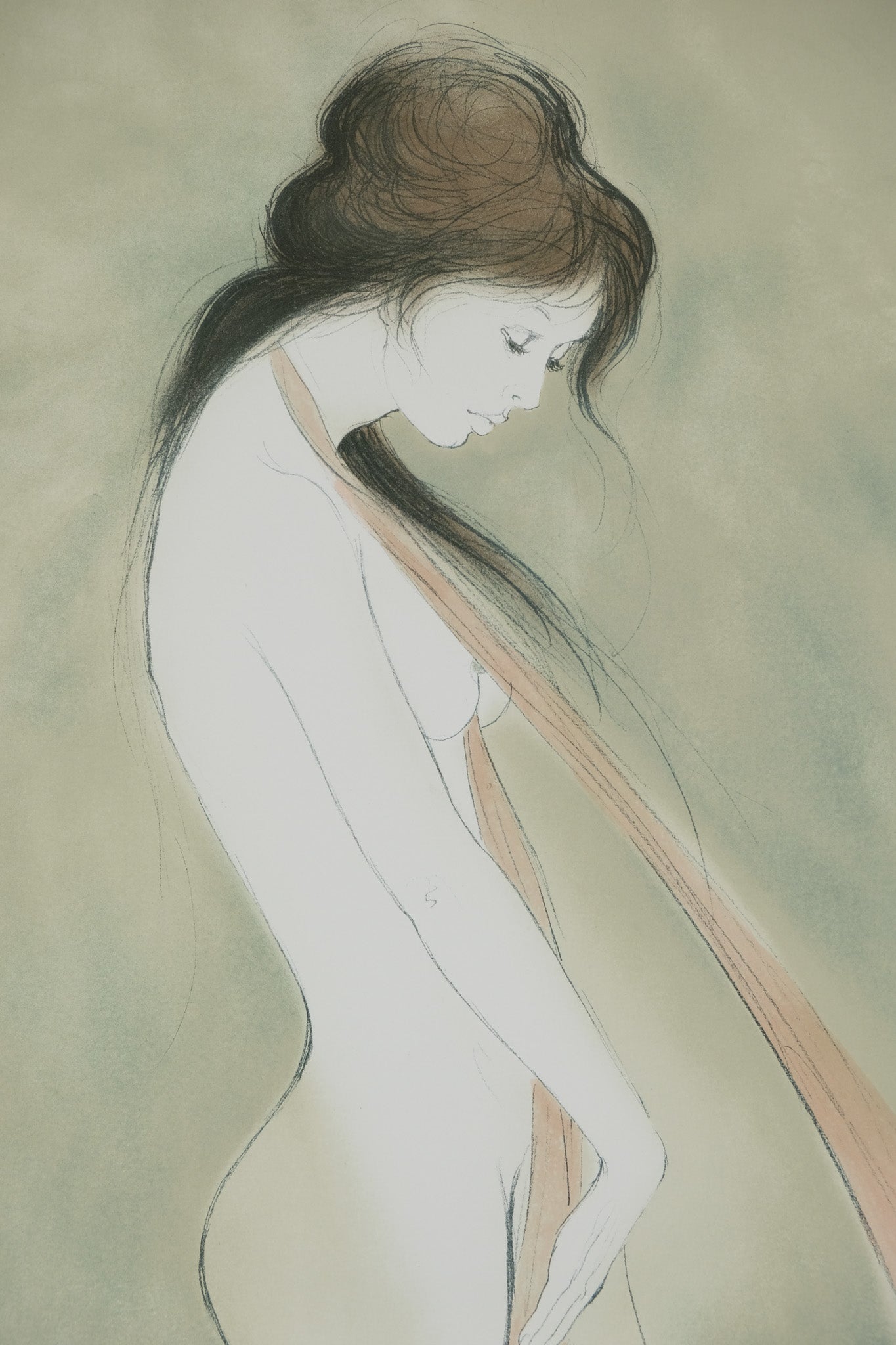 Bernard CHAROY : Isabelle au foulard - Lithographie originale signée
