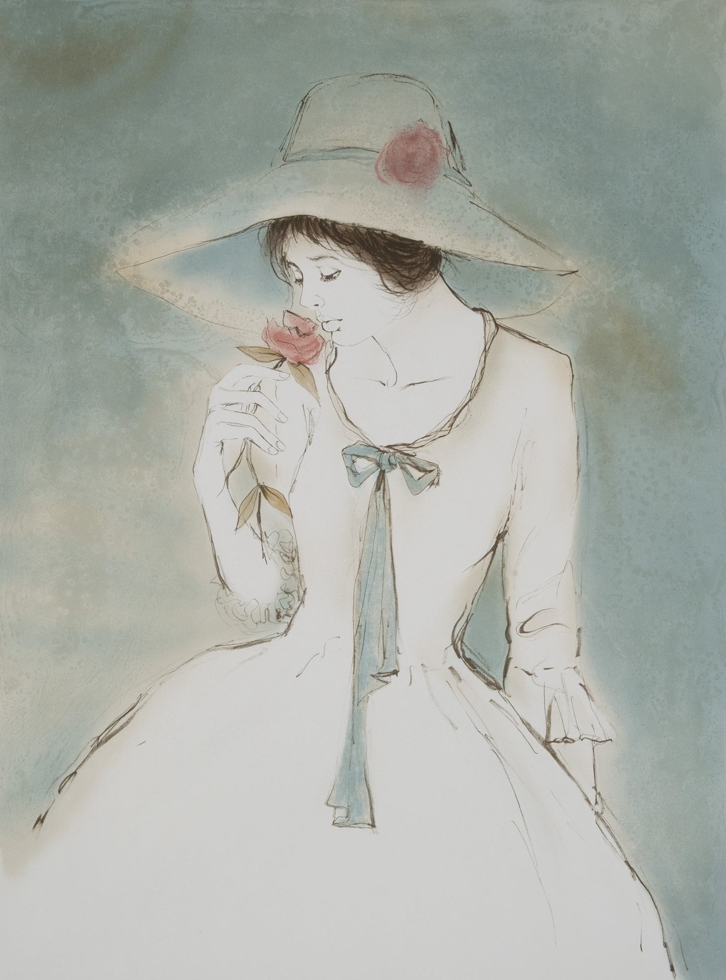 Bernard CHAROY : Charlotte à la rose - Lithographie originale signée