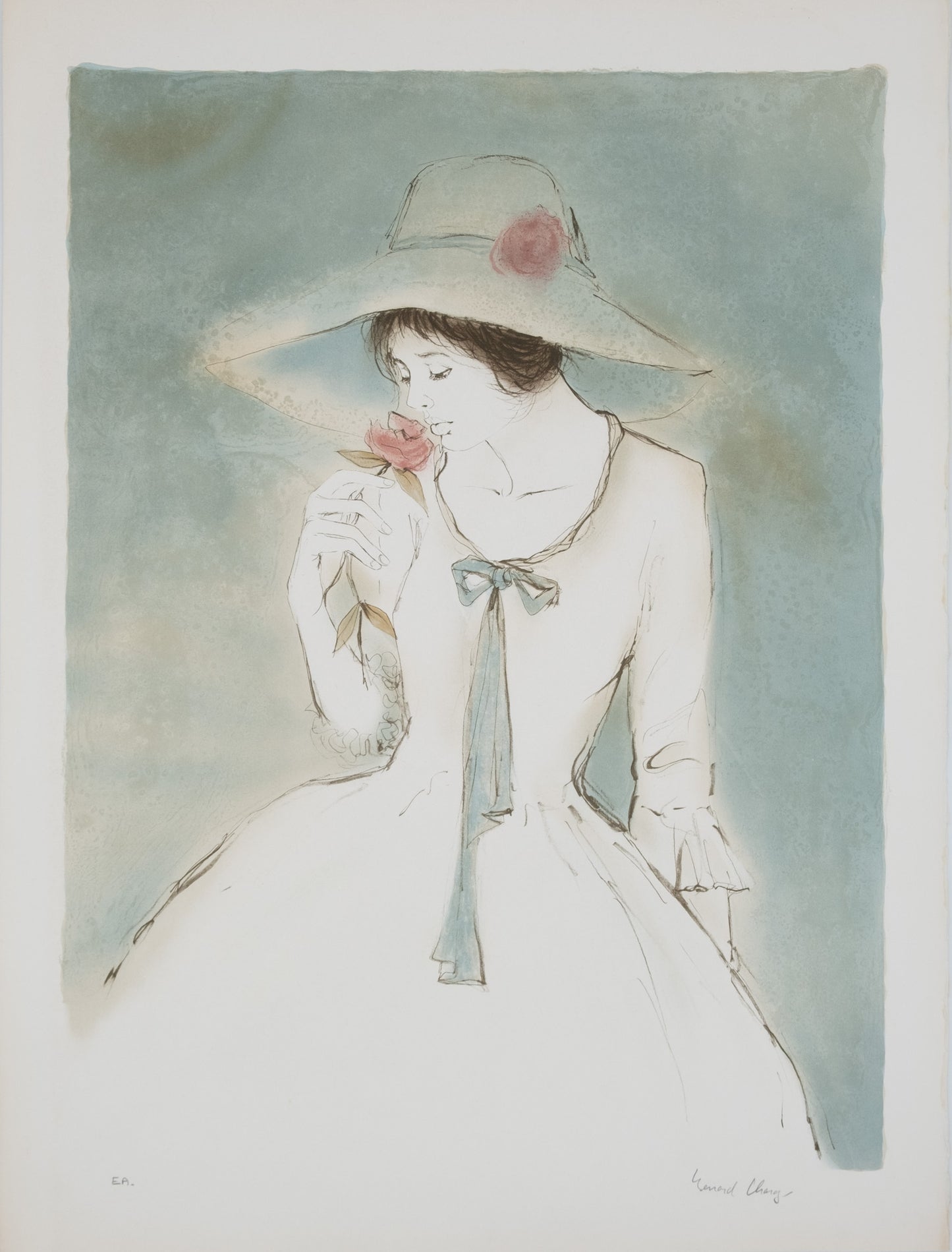 Bernard CHAROY : Charlotte à la rose - Lithographie originale signée