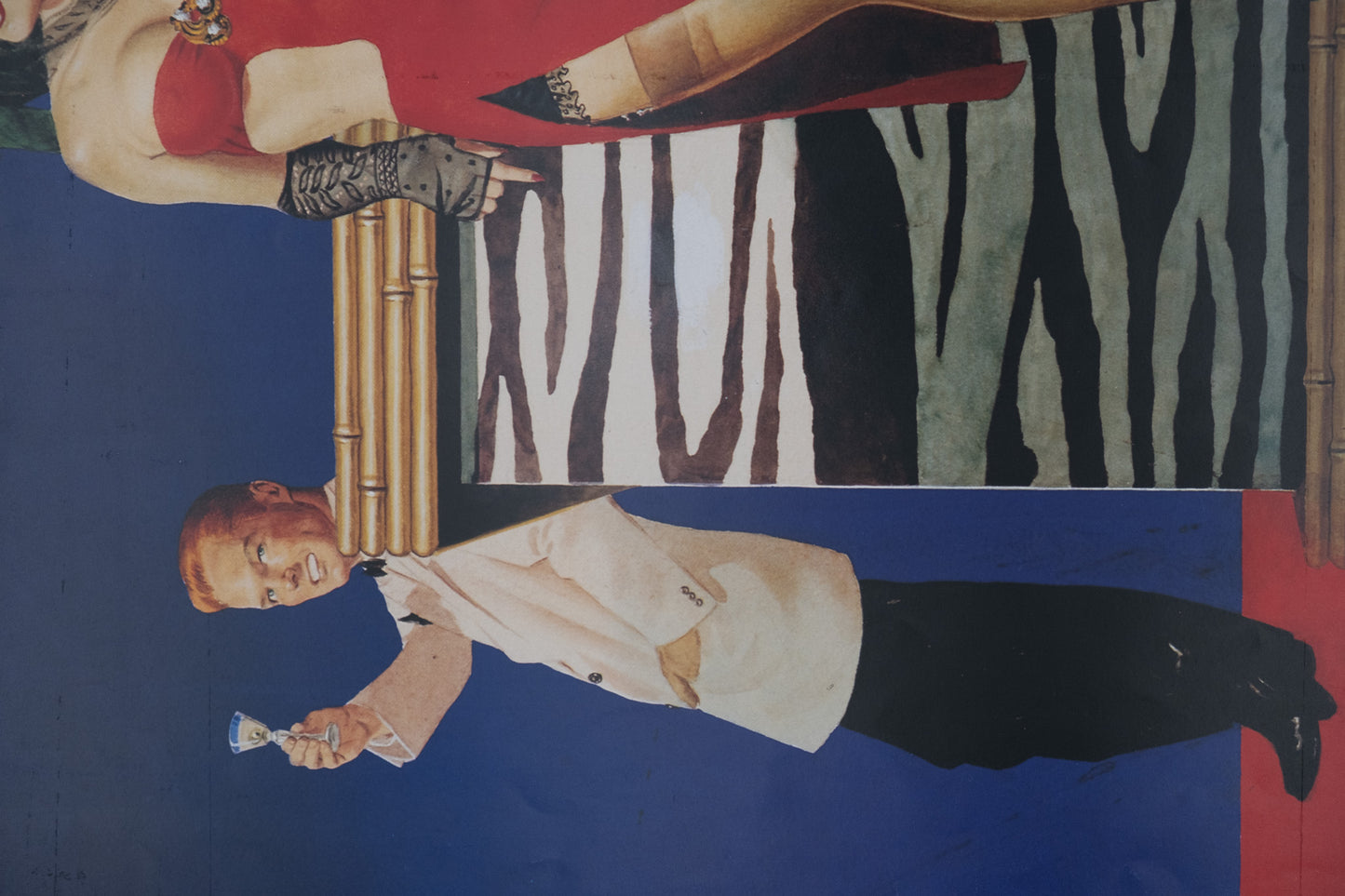 George GROSS : Pin up à la robe rouge - Affiche originale