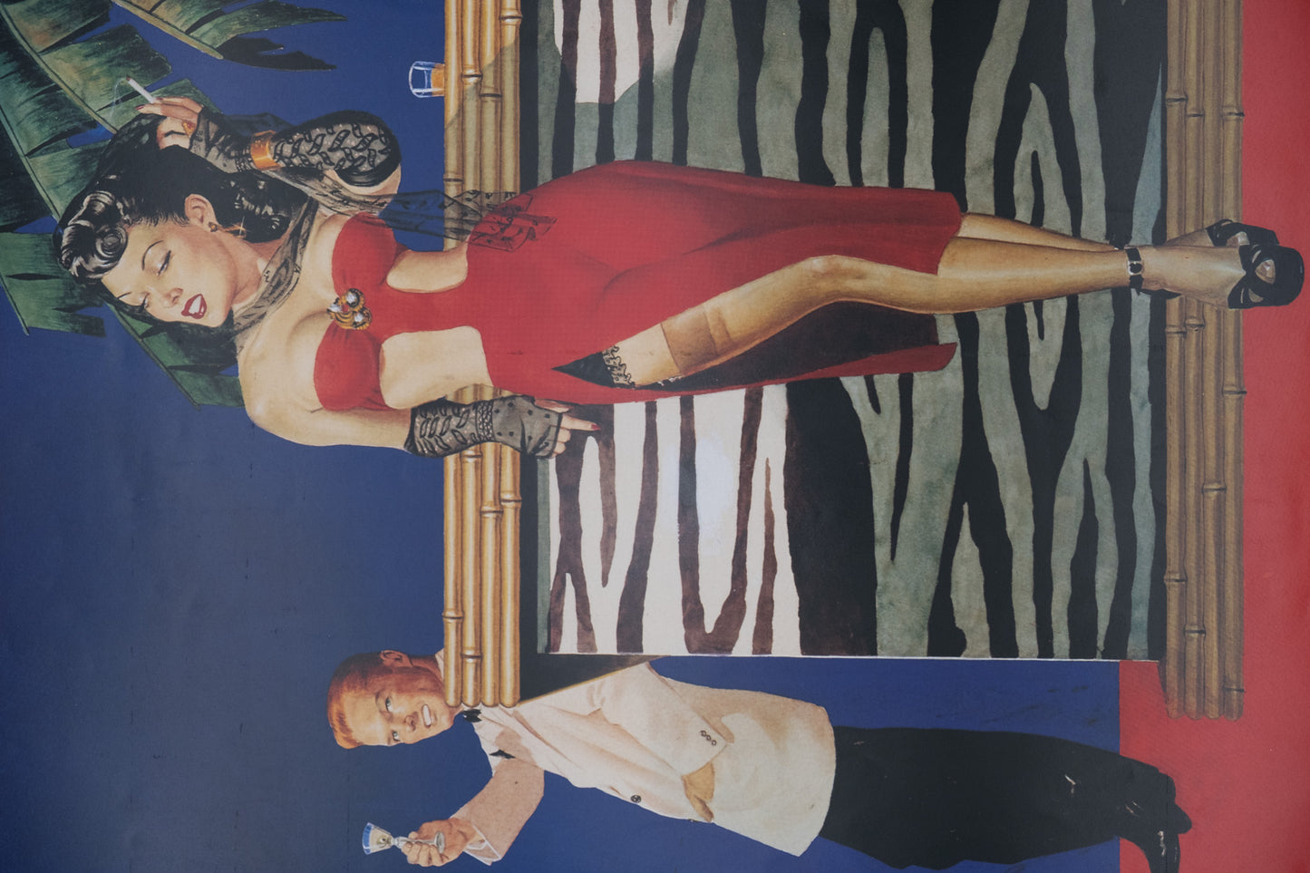 George GROSS : Pin up à la robe rouge - Affiche originale