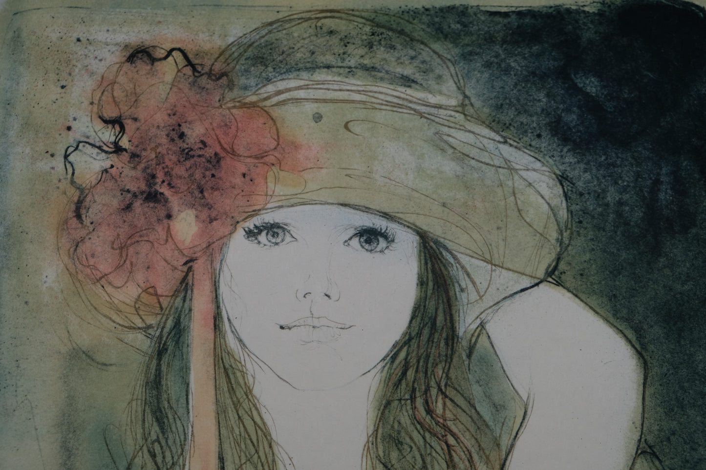 Bernard CHAROY : Portrait de Sophie au ruban - Lithographie originale signée