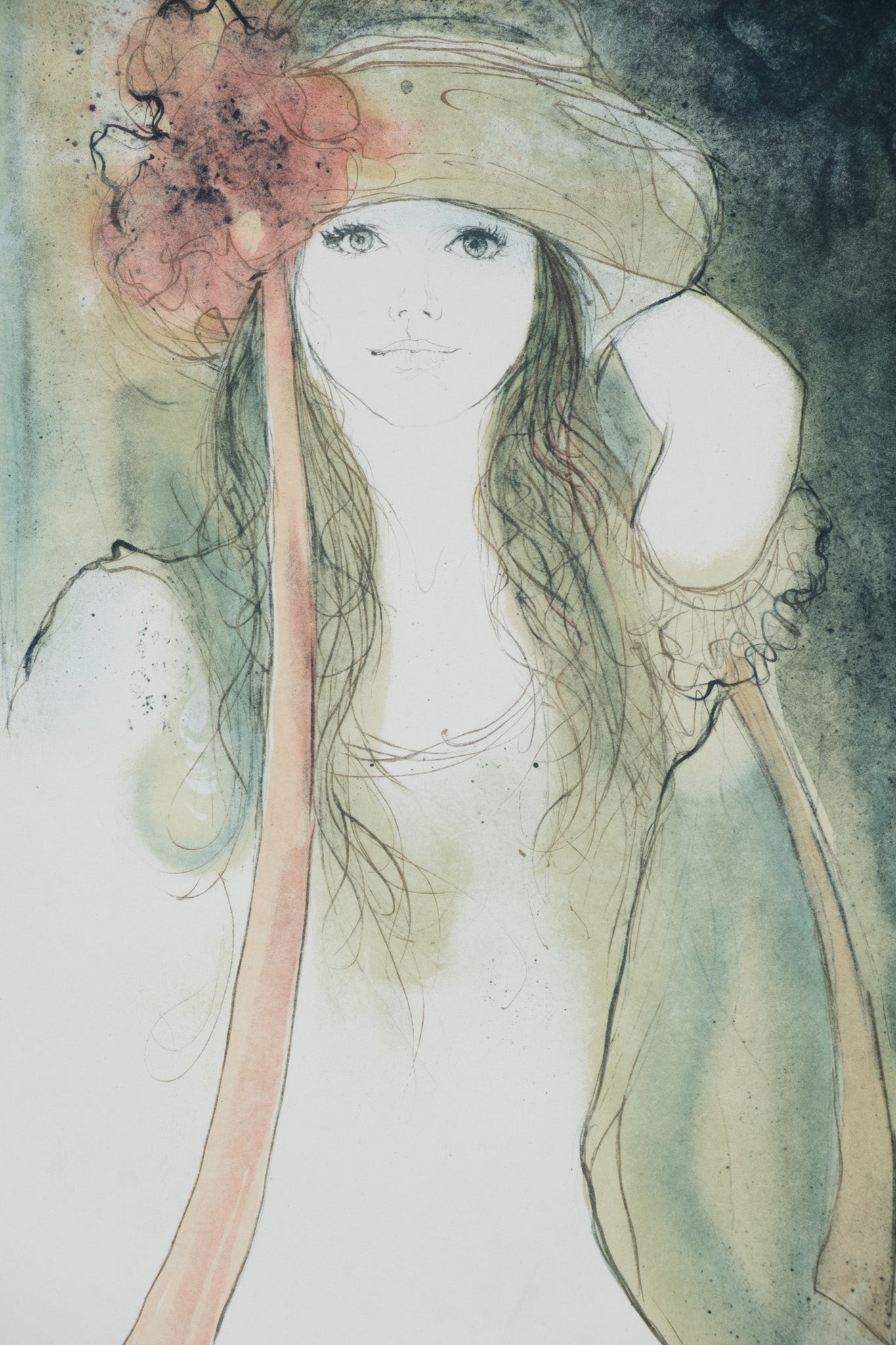 Bernard CHAROY : Portrait de Sophie au ruban - Lithographie originale signée