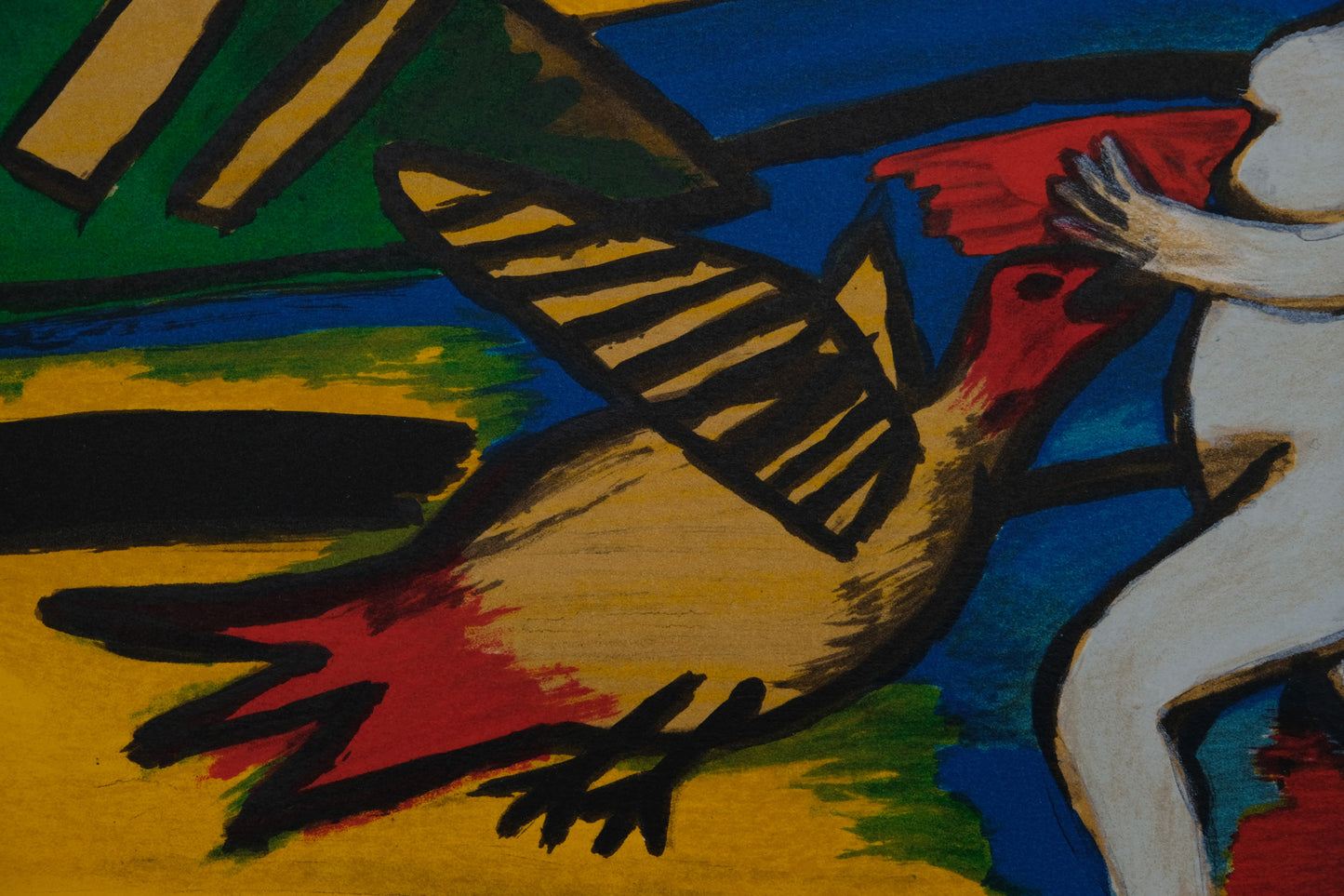Guillaume CORNEILLE : La femme, l'ombre et les oiseaux - Lithographie originale