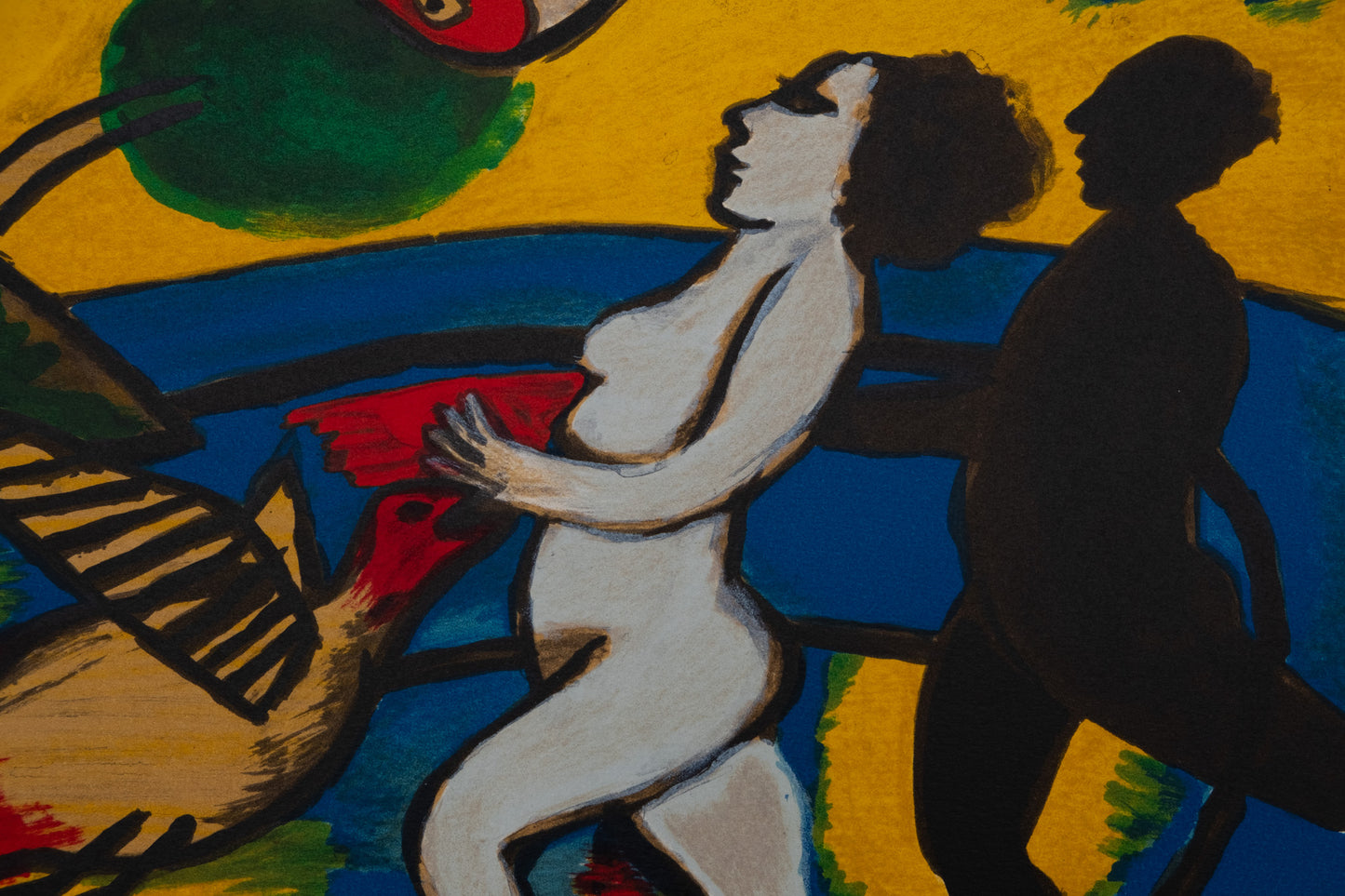 Guillaume CORNEILLE : La femme, l'ombre et les oiseaux - Lithographie originale
