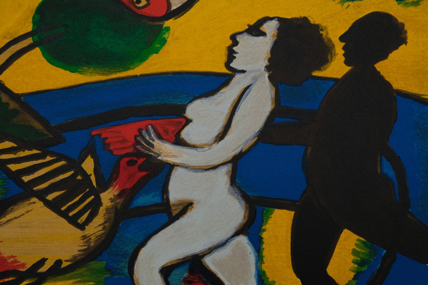 Guillaume CORNEILLE : La femme, l'ombre et les oiseaux - Lithographie originale