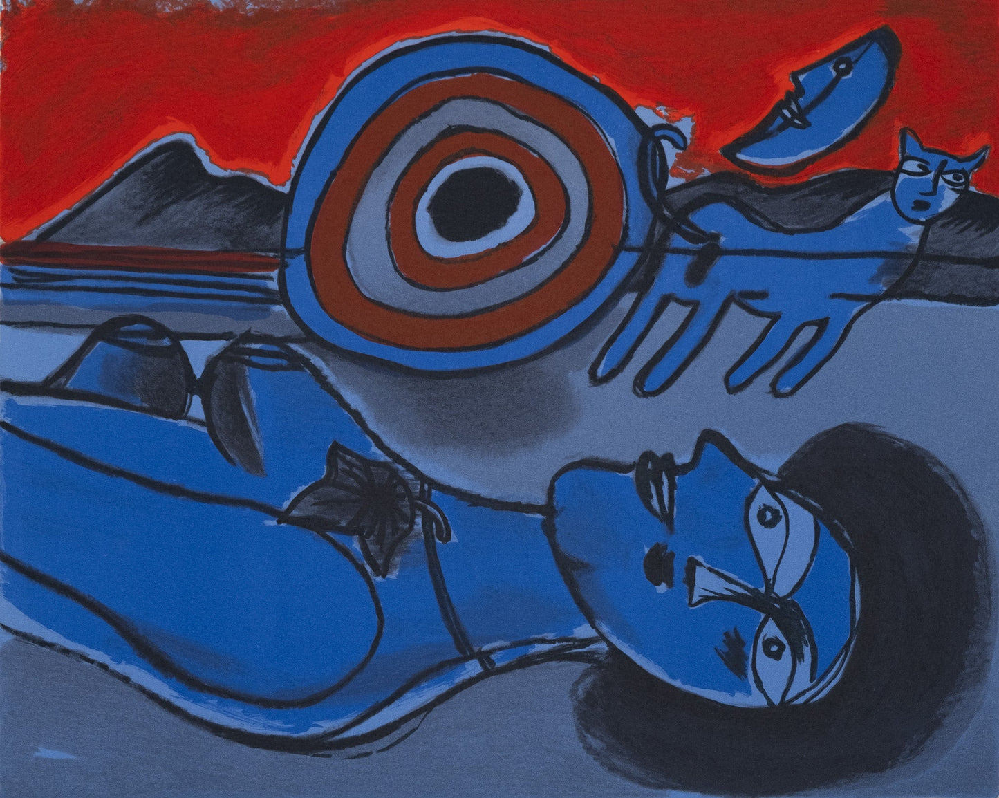 Guillaume CORNEILLE : La femme bleue - Lithographie originale
