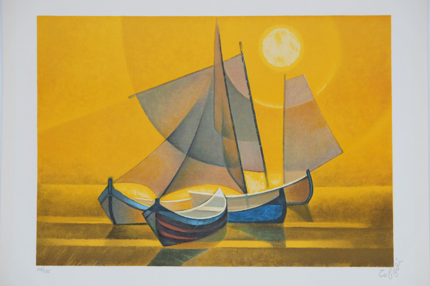 Louis TOFFOLI : Soleil couchant - Lithographie originale signée