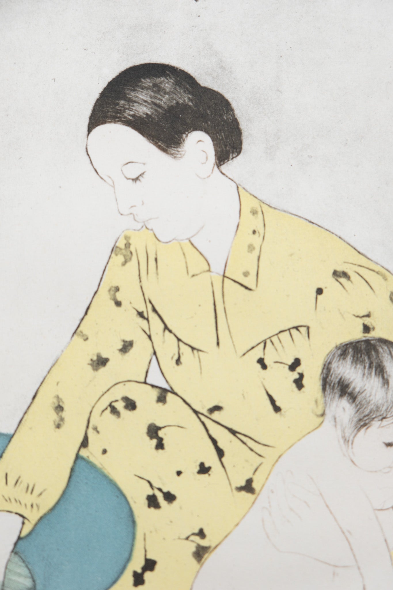 Mary CASSATT : Le bain de l'enfant - Gravure signée