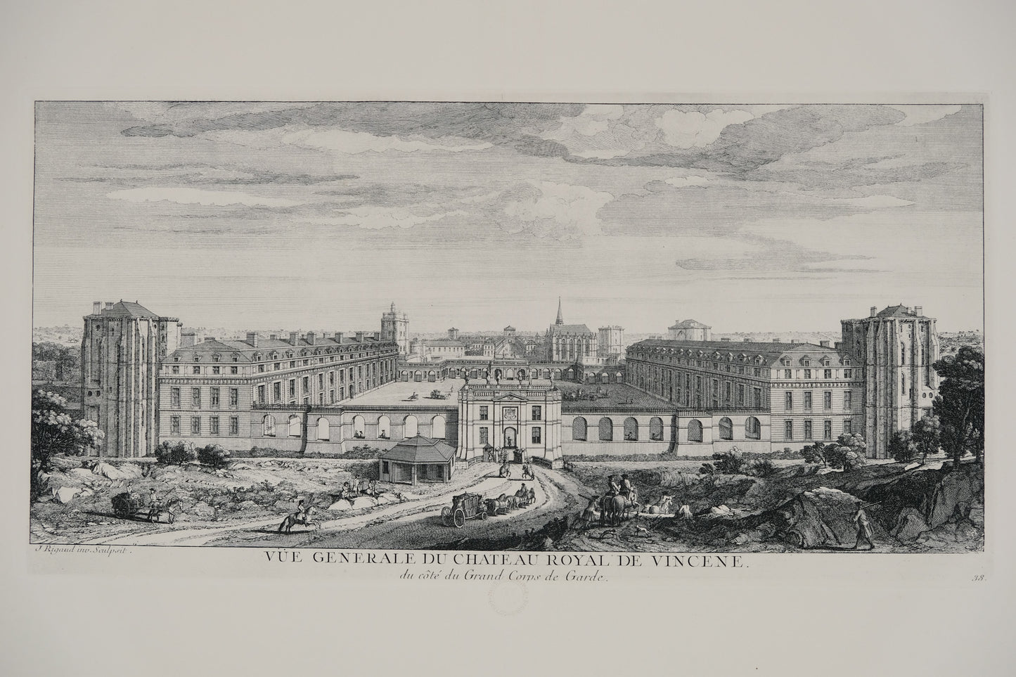 Jacques RIGAUD : Château royal de Vincennes - Gravure originale