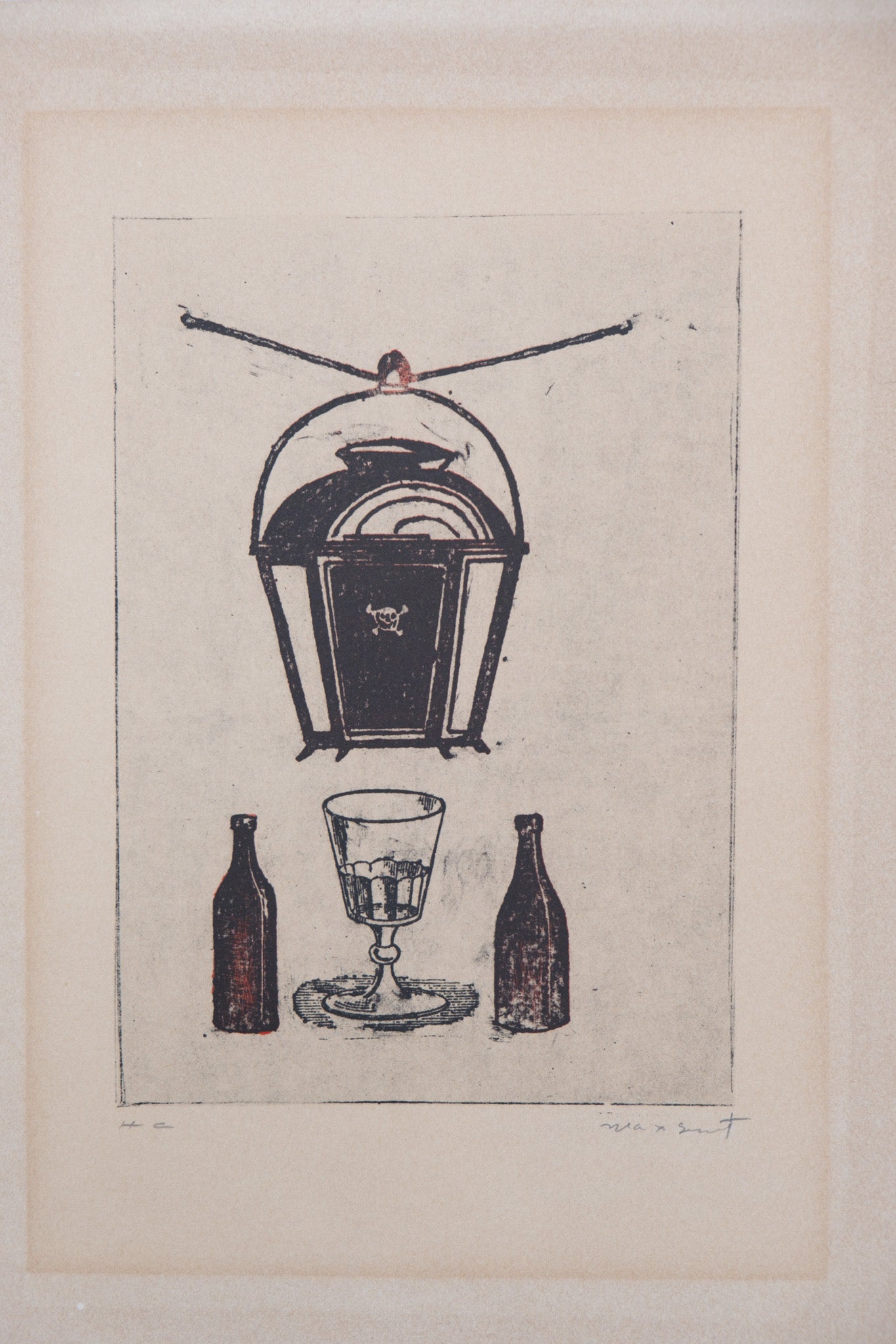 Max ERNST : Au fond du Beaujolais - Lithographie originale signée