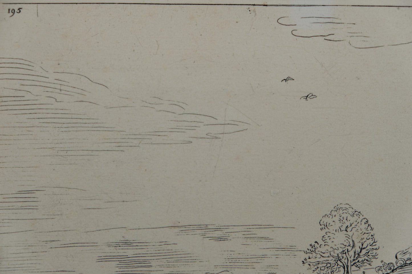Pieter BRUEGHEL (l'ancien) : Paysage en bord de rivière - Gravure originale signée