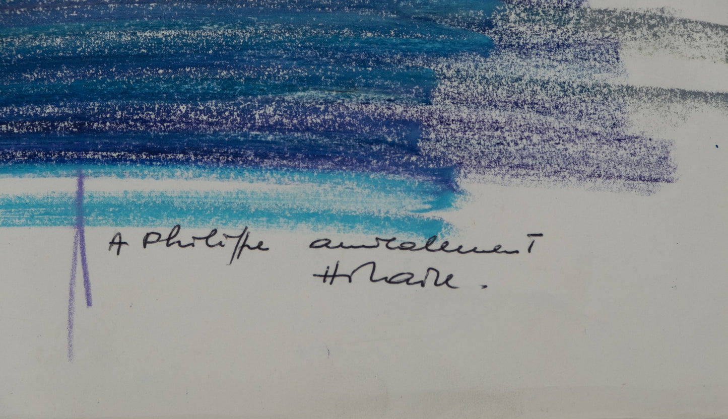 Camille HILAIRE : Le soir sur la mer - Pastel sur papier original signé et dédicacé