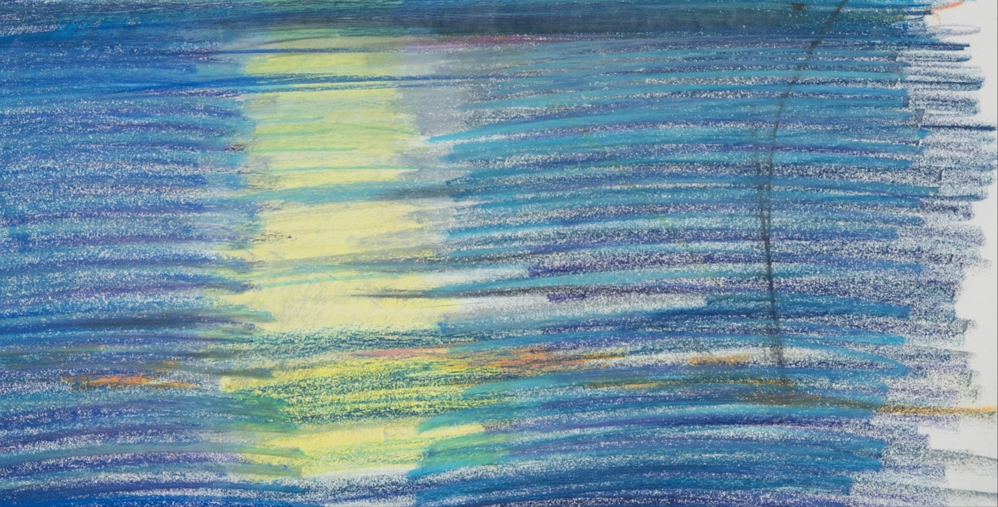 Camille HILAIRE : Le soir sur la mer - Pastel sur papier original signé et dédicacé