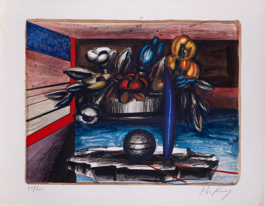 Franz PRIKING : Nature morte à la sphère - Lithographie originale signée
