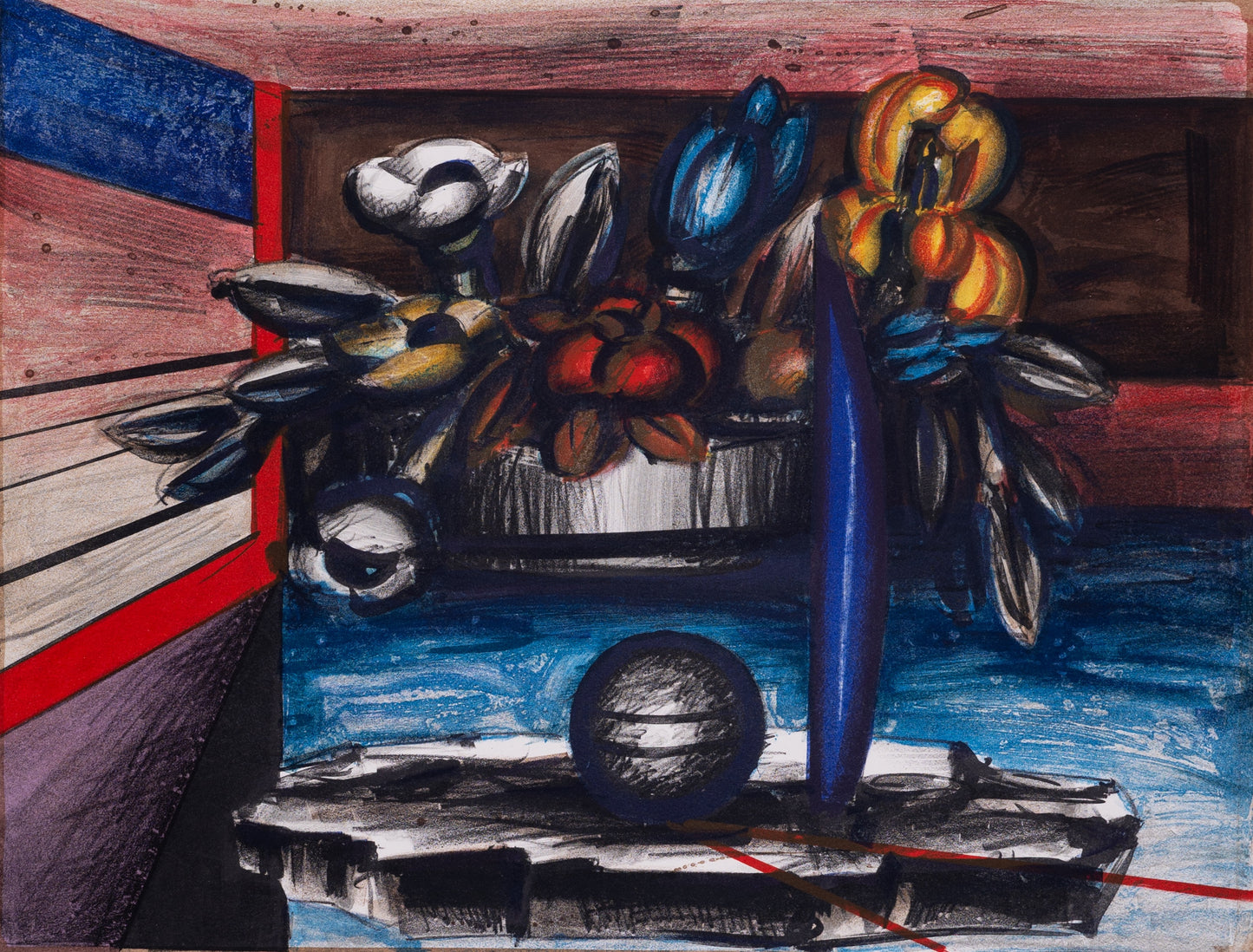 Franz PRIKING : Nature morte à la sphère - Lithographie originale signée