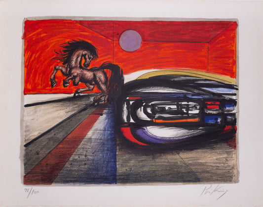 Franz PRIKING : Cheval fougueux au Clair de Lune - Lithographie originale signée