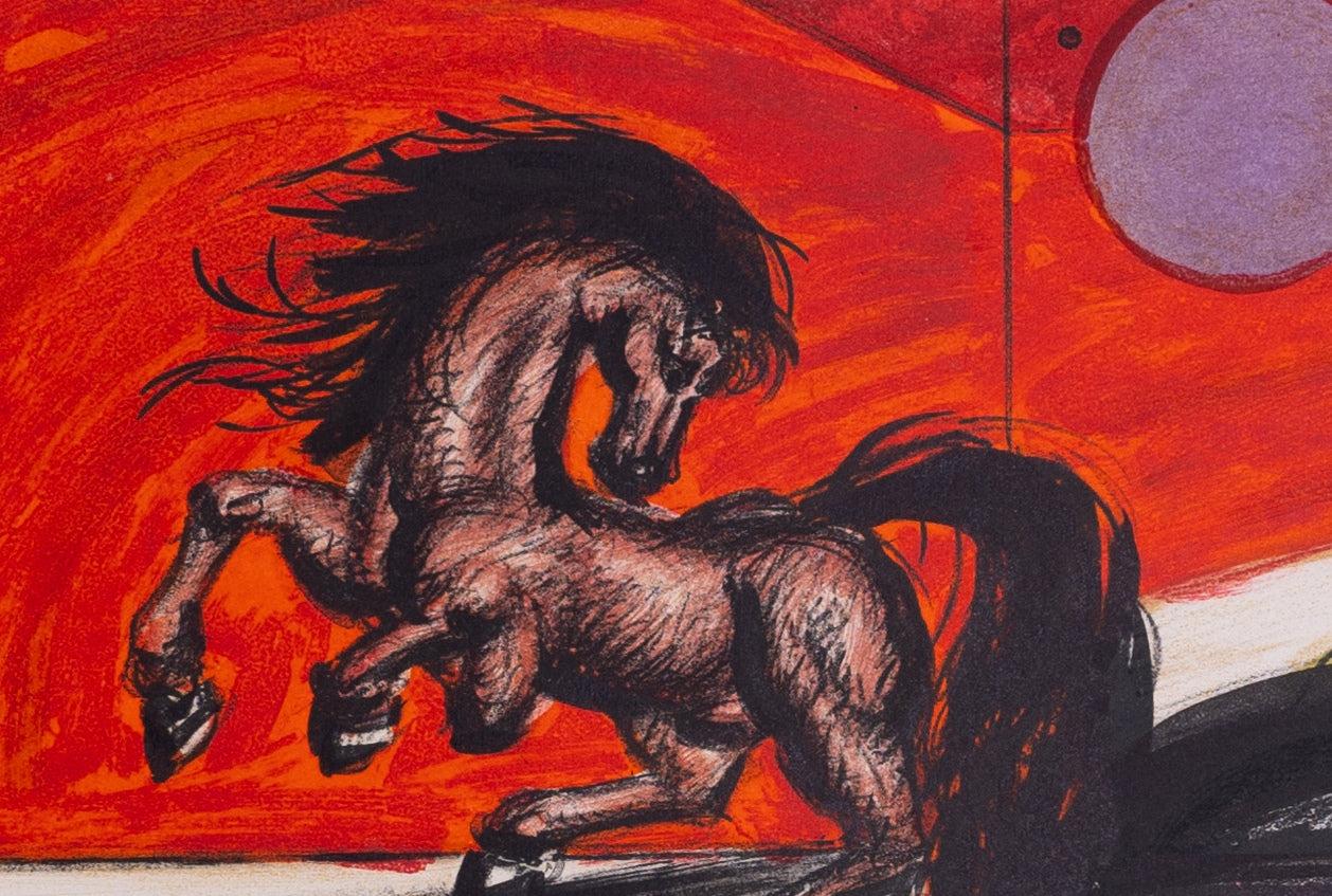 Franz PRIKING : Cheval fougueux au Clair de Lune - Lithographie originale signée