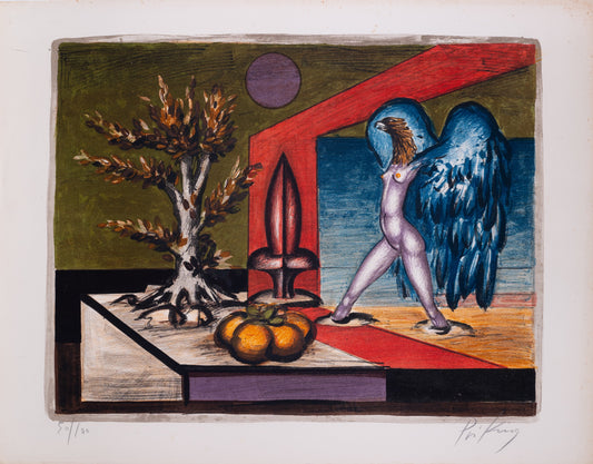 Franz PRIKING : Nature morte à la créature fantastique - Lithographie originale signée
