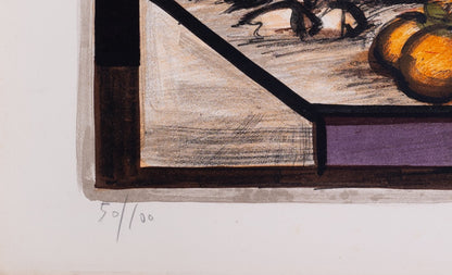 Franz PRIKING : Nature morte à la créature fantastique - Lithographie originale signée