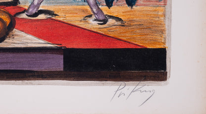Franz PRIKING : Nature morte à la créature fantastique - Lithographie originale signée